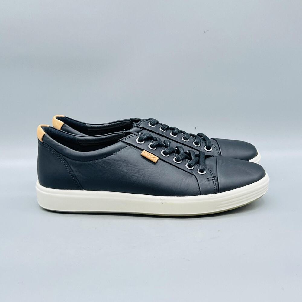 ECCO Shoes Womens 7.5 Black Leather Soft 7 Lace Up Walking Sneakers Comfort